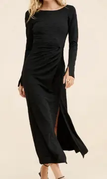 Free People Love And Be Loved Long Sleeve Midi Dress Size XS Black Backless