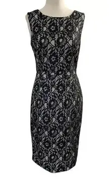 Calvin Klein  Women Size 4 Lace Party Dress Black White Sleeveless | 19-771