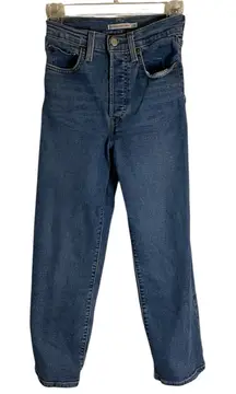 Levi's Ribcage Straight Ankle Classic Blue Jeans Size 24 western retro high rise