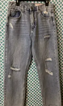 Wishlist Women's High Rise Distressed Blue Jeans size large 100% cotton