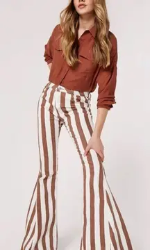 Blank Paige‎ boutique brown stripe flare jeans boho women’s size 10 western