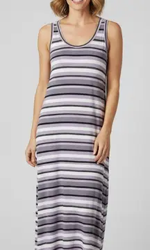 Soma Cool Nights‎ Purple Striped Sleeveless Sleepshirt Gown Lounge Comfy Small