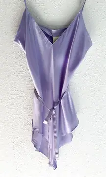 Vintage 90s Victoria’s Secret 100% Silk Teddy Lilac Slip Romper Medium
