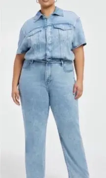 Good American Weightless Denim Jumpsuit 7 /‎ 4XL