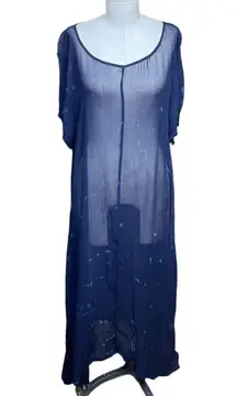 Lacausa Factory Sheer Long Dress in Luna Wash Navy Blue Size XS