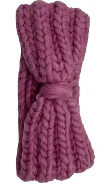 Chunky Knit Headband Turban Twist Ear Warmer Mauve Pink Crochet Outdoor Cozy