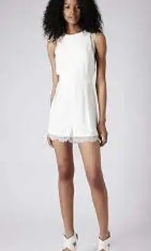 Topshop Ivory white lace trim romper size 4