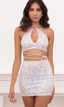 Lucy In The Sky Princess Satin Luxe Set in Iridescent Sequin