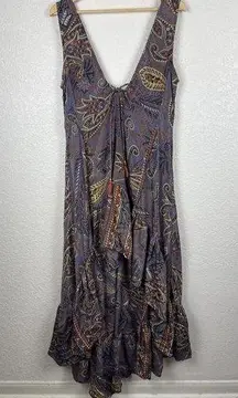 Karma Highway Womens Boho Dress ONE SIZE Paisley Festival Earth Tones V-Neck