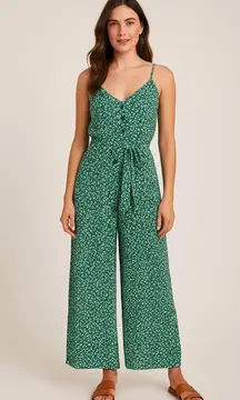 Banana Republic Green Floral Button-Front Jumpsuit Size 2