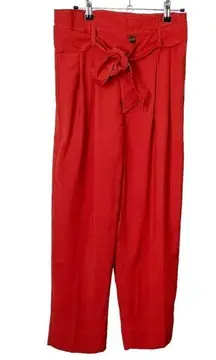 Madewell NEW Drapey Paperbag Tie Pants Red Women’s Size 2 High Waist Cropped