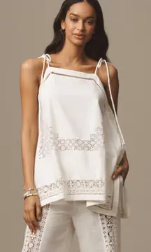 Tie strap linen hanky cutwork top