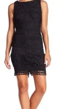 Carmen Marc Valvo  sleeveless crochet mini dress