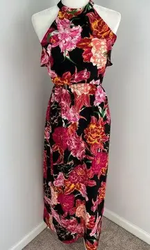 One Clothing Los Angeles Dark Floral High Neck Maxi Dress Size XS