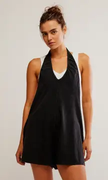 FREE PEOPLE Movement Hot Shot Halter Romper in Black Size Large