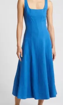 Lilly Pulitzer Calina Linen‎ Midi Dress Burton Blue 16