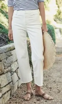Frank & Eileen Kinsale Velvet Micro Corduroy Crop Pants Raw Hem 6 White Cream