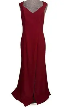 Dessy Collection by Vivian Diamond Dark Magenta Cocktail Gown Dress Size Small