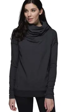 Lululemon Stress Less Charcoal Grey Funnel Neck Athletic Pullover Hoodie Size