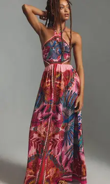 Farm Rio macaw scarf maxi dress small