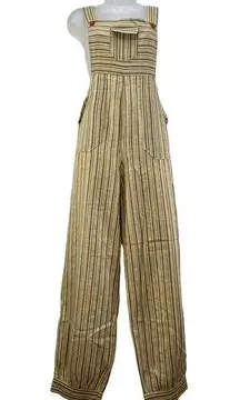Handmade Cotton Stripe Jumpsuit Artesania Santillan Ecuador Yellow
