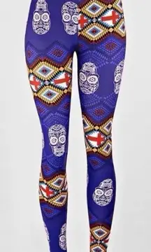 New Super Soft Day of the Dead Skull Leggings - One Size