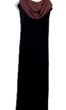 Onyx Nite Black and Red Cowl Neck‎ Slip Gown