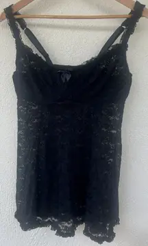 Torrid Floral Lace Babydoll Camisole Bow Top L Gothic Fairy Grunge Empire Waist