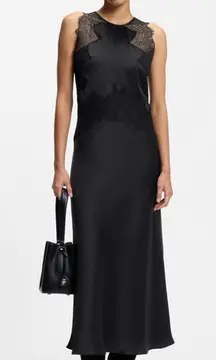Hugo Boss SEERSUCKER-SATIN DRESS WITH LACE TRIMS