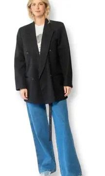 Evan Picone Vintage Wool Blazer With Pockets Black