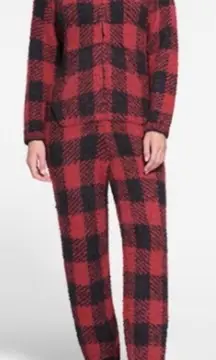 NWOT Skims Brick Red & Black Buffalo Check Cozy Knit Unisex Onesie