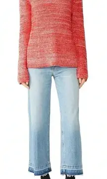 Derek Lam 10 Crosby Bicolor Crew Neck Sweater two-tone knit Merino Wool Size L