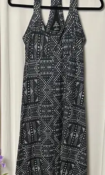 prAna Black and White Midi Racerback Dress with Built in Bra Size Medium