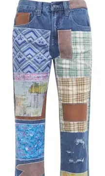 Reworked Patchwork Bootcut Jeans In Multicolor by Jaded Ldn