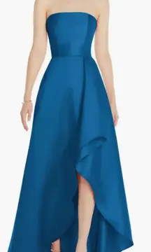 Alfred Sung D832 Strapless‎ Satin Twill Gown Classic Blue 8