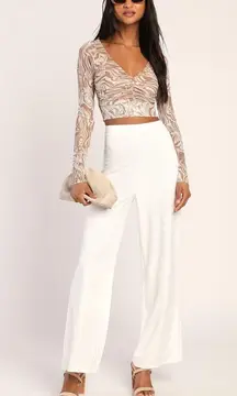 Lulus Get Dressed Up White Wide-Leg Pants Size XS