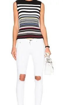 Rag and Bone Distressed White Skinny Crop Jeans