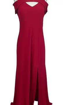 Nightway Cut Out Short Sleeve Long A-line Evening Gown Red Size 4 Formal Dress