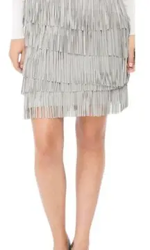 White House | Black Market WHBM Genuine Leather Fringe Skirt, New with Tags