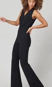 Spanx  Sleeveless Flare Ponte Jumpsuit Medium Black Stretch