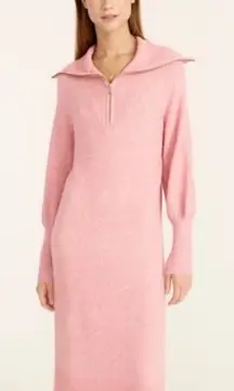 J.Crew Half-Zip Sweater Dress Supersoft Yarn Rose Heather Pink XS Alpaca Wool