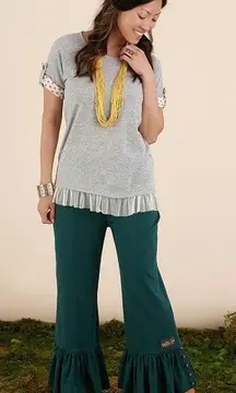 Matilda Jane Once Upon A Time Green Mossy Vale Big Ruffles Buttons‎ Size XS