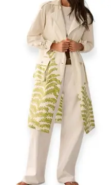 ANTHROPOLOGIE Tropical Printed Oversized Trench Coat Spring Unique Size M NEW