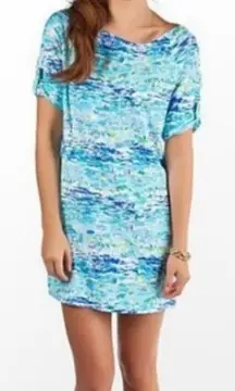 Lilly Pulitzer high tide boatneck 3/4 sleeve dress beach umbrella print