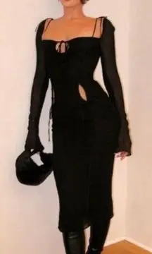 House of CB Dress OPHELIA BLACK CUTOUT‎ MIDI DRESS size Medium NWOT