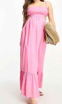 Maternity cut out maxi dress pink