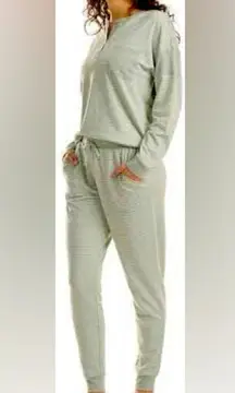 Splendid 2 piece French Terry lounge set in green stripe small