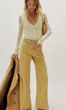 NWT Free People We The Free Libre Cord Wide-Leg Jeans in Fall Leaf