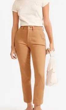 Everlane The Slim Leg Crop High Rise Straight Brass Twill Pants