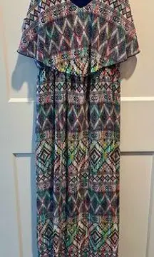 Women’s Sequin Hearts Multicolor Boho Style Summer Maxi Dress Size Small